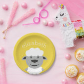 Kute Cartoon Boerderij Schapel - geel en grijs Papieren Bordje (Feest)