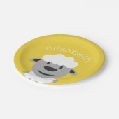 Kute Cartoon Boerderij Schapel - geel en grijs Papieren Bordje (Gekanteld)