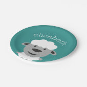 Kute Cartoon Boerderij Sheep - Blauwgroen en grijs Papieren Bordje (Gekanteld)