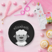 Kute Cartoon Boerderij Sheep - zwart en grijs Papieren Bordje (Feest)