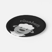 Kute Cartoon Boerderij Sheep - zwart en grijs Papieren Bordje (Gekanteld)