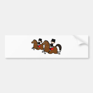 Kute cartoon boy girl die op paarden rijdt bumpersticker
