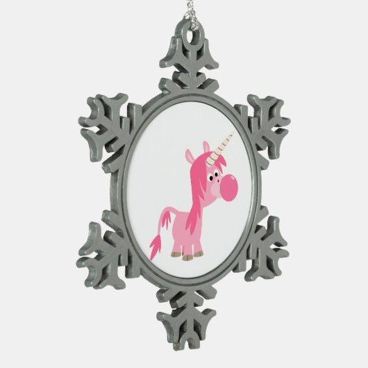 Kute Cartoon Bubble Gum Unicorn Pewter Ornament (Links)