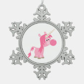 Kute Cartoon Bubble Gum Unicorn Pewter Ornament (Voorkant)