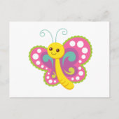 Kute Cartoon Butterfly, roze, geel, groen Briefkaart (Voorkant)