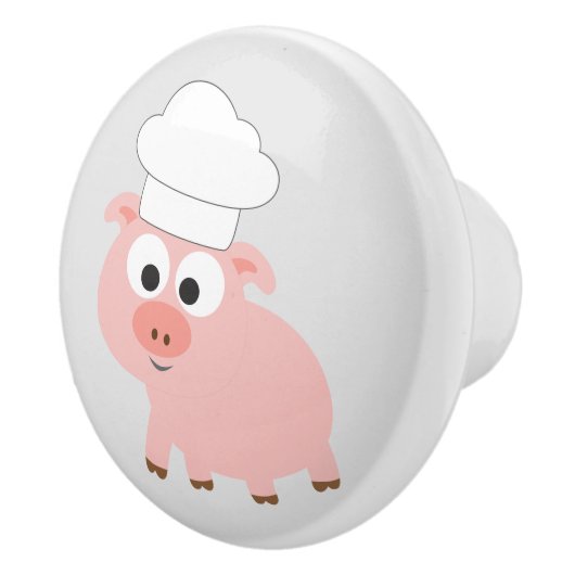 Kute Cartoon Chef die een Chef Pet draagt Keramische Knop (Rechts)