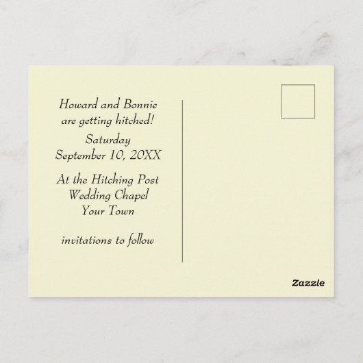 Kute  Cartoon Couple Save the Date Briefkaart (Achterkant)