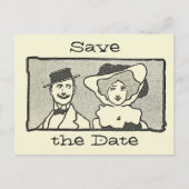 Kute  Cartoon Couple Save the Date Briefkaart (Voorkant)