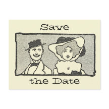 Kute  Cartoon Couple Save the Date