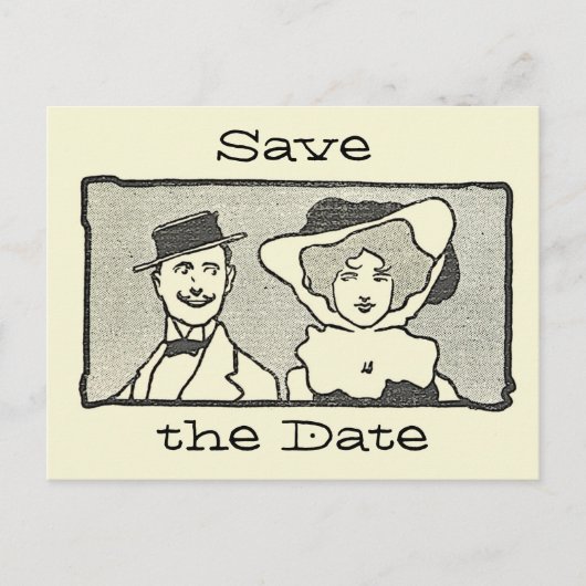 Kute  Cartoon Couple Save the Date Briefkaart (Voorkant)