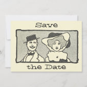 Kute  Cartoon Couple Save the Date Kaart (Voorkant)