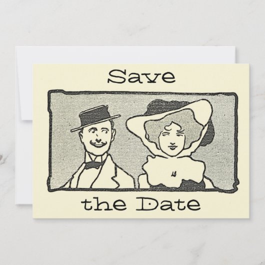 Kute  Cartoon Couple Save the Date Kaart (Voorkant)