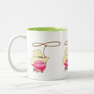 Kute Cartoon Cowboy Pig. met Lariat Mok