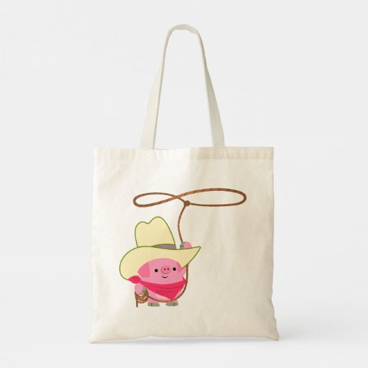 Kute Cartoon Cowboy-varken met Lariat-Canvas tas (Achterkant)