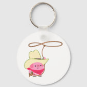 Kute Cartoon Cowboy-varken met Lariat-Sleutelhange Sleutelhanger (Voorkant)