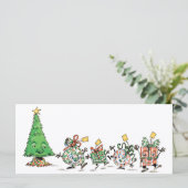 Kute Cartoon dansende kerstcadeautjes en bomen (Staand voorkant)
