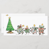 Kute Cartoon dansende kerstcadeautjes en bomen (Voorkant / Achterkant)