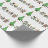 Kute Cartoon dansende kerstcadeautjes en bomen Cadeaupapier (Hoek)