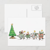 Kute Cartoon dansende kerstcadeautjes en bomen Feestdagenkaart (Voorkant / Achterkant)