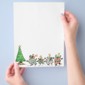 Kute Cartoon dansende kerstcadeautjes en bomen Flyer (Hand)