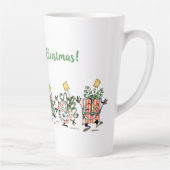 Kute Cartoon dansende kerstcadeautjes en bomen Latte Mok (Rechts)