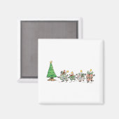 Kute Cartoon dansende kerstcadeautjes en bomen Magneet (Voorkant / Achterkant)