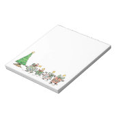 Kute Cartoon dansende kerstcadeautjes en bomen Notitieblok (Linkerzijde)