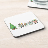 Kute Cartoon dansende kerstcadeautjes en bomen Onderzetter (Linkerzijde)