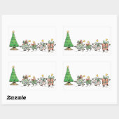 Kute Cartoon dansende kerstcadeautjes en bomen Rechthoekige Sticker (Vel)