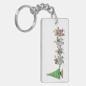 Kute Cartoon dansende kerstcadeautjes en bomen Sleutelhanger (Voorkant Links)
