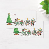Kute Cartoon dansende kerstcadeautjes en bomen Visitekaartjes (Bureau)