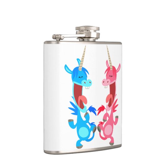 Kute Cartoon Dansende Unicorns Hip Flask Heupfles (Rechts)