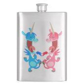 Kute Cartoon Dansende Unicorns Klassieke Flask Heupfles (Voorkant)