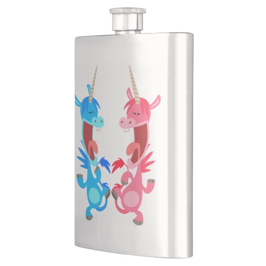 Kute Cartoon Dansende Unicorns Klassieke Flask Heupfles (Links)