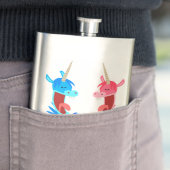 Kute Cartoon Dansende Unicorns Klassieke Flask Heupfles (Voorbeeld)