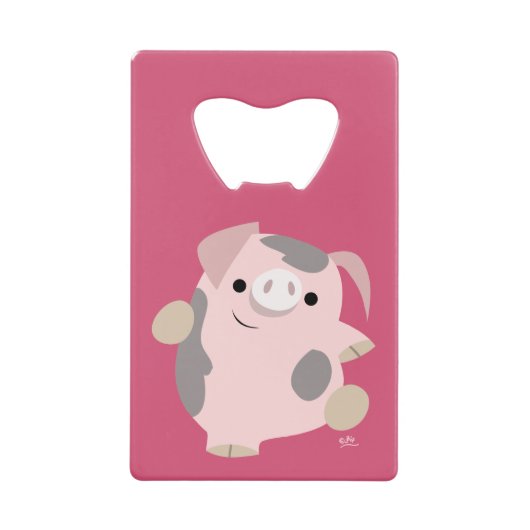 Kute Cartoon Dansende Varkensflesopening Creditkaart Flessenopener (Voorkant)