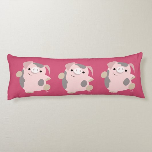 Kute Cartoon Dansende Varkensleiding Lichaamskussen (Achterkant)