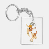 Kute Cartoon die Sleutelhanger van geit uitvoert (Voorkant Links)