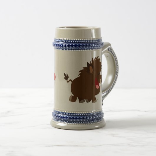 Kute Cartoon die Wilde Boar Stein Mok slaat (Voorkant rechts)