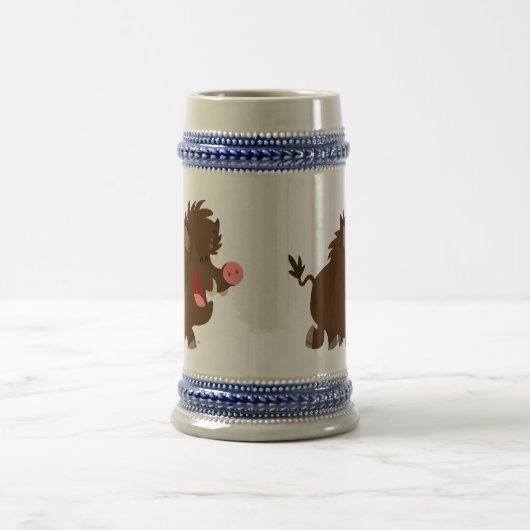 Kute Cartoon die Wilde Boar Stein Mok slaat (Center)