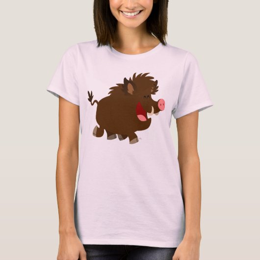 Kute Cartoon die wilde boer vrouwen T-shirt noemt (Voorkant)