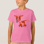 Kute Cartoon draaiende Koe kinderen T-shirt (Voorkant)