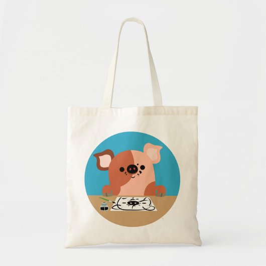 Kute Cartoon Draaitas Tote Bag (Voorkant)