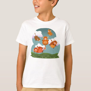 Kute Cartoon drijvende hooglandkoeien Kinder T-shi T-shirt