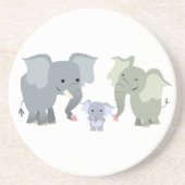 Kute Cartoon Elephant Family Onderzetter (Voorkant)