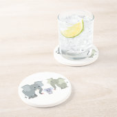 Kute Cartoon Elephant Family Onderzetter (Zijkant)