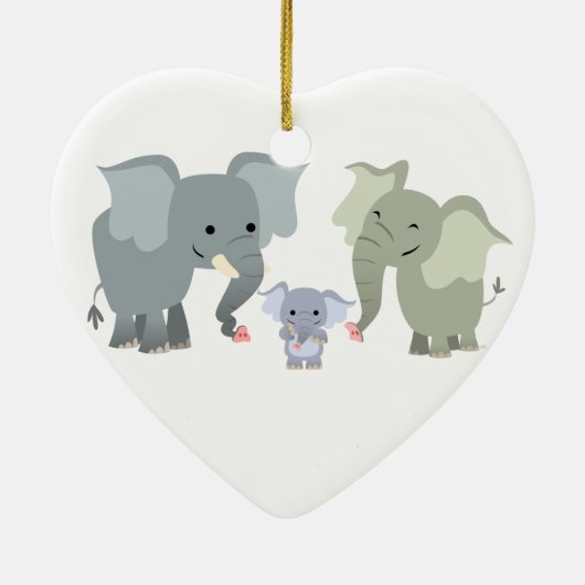 Kute Cartoon Elephant Family Ornament (Achterkant)