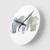 Kute Cartoon Elephant Family Wall klok (Hoek)