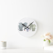 Kute Cartoon Elephant Family Wall klok (Huis)