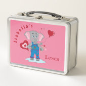 Kute Cartoon Elephant Pink and White Kind Lunchbox (Voorkant)